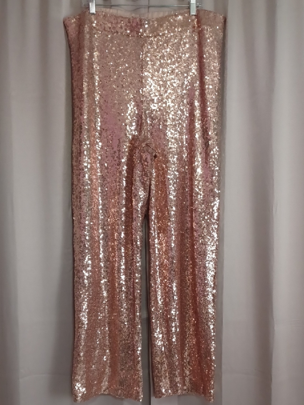 Torrid Pull-On Wide Leg Sequin High Rise Pants Champagne Beige Tan Lined Plus Sz